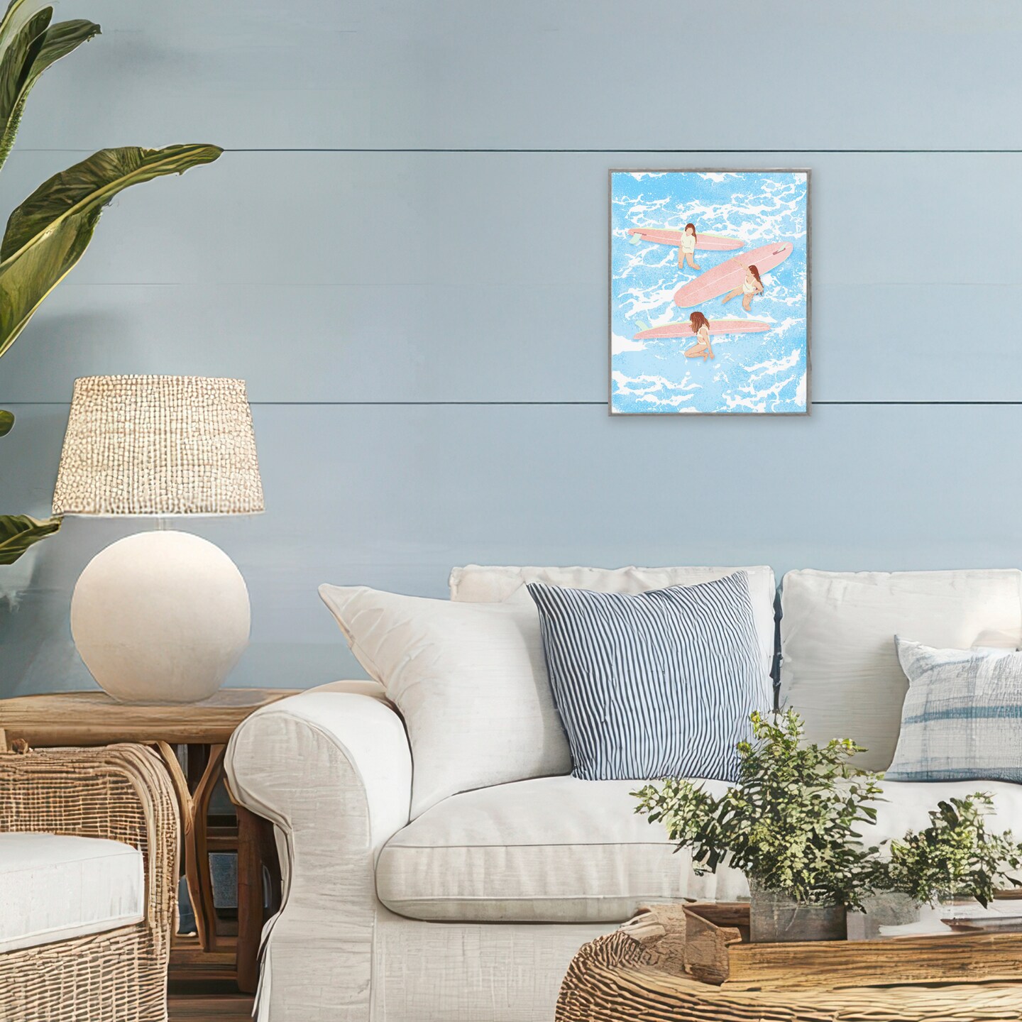 Stupell Industries Surfing Girls Trio Framed Giclee, design by Ziwei Li