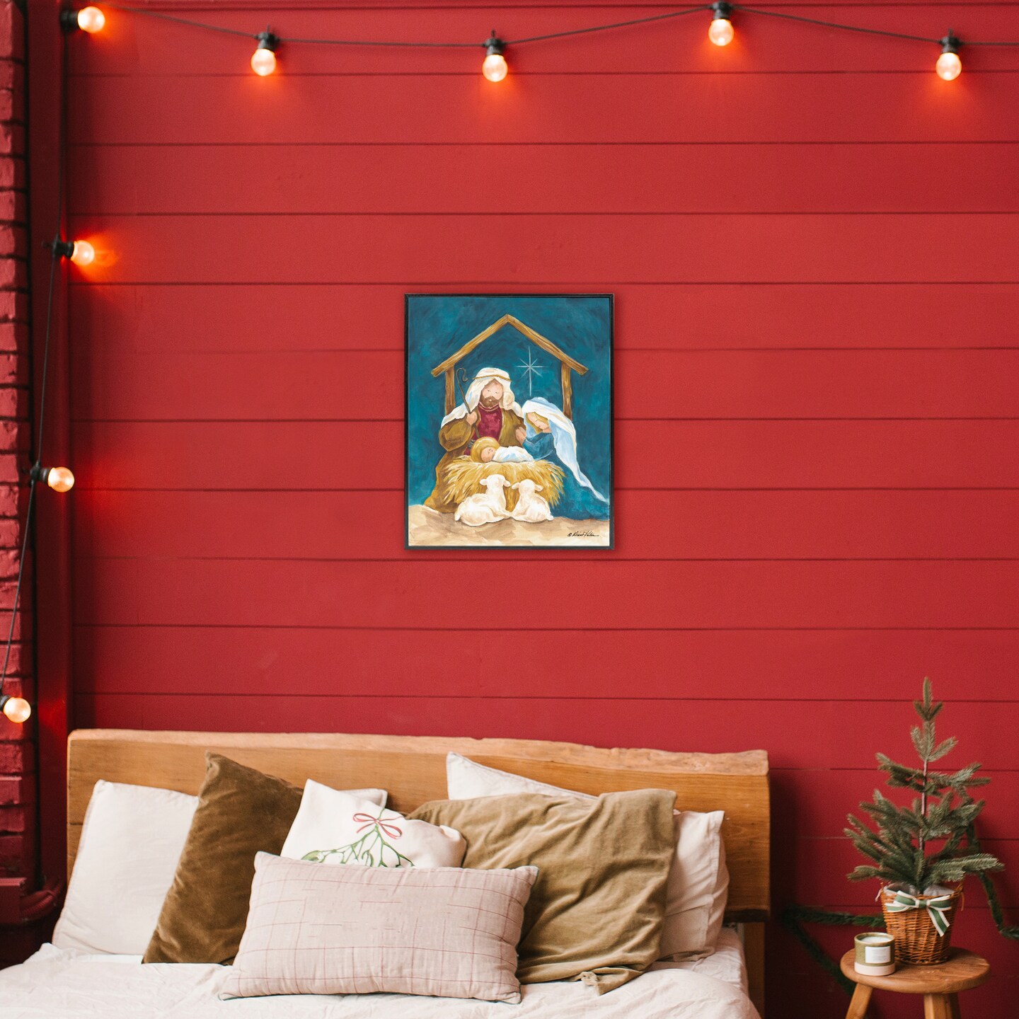 Stupell Industries Comforting Nativity Painting Framed Giclee, design by Diane Kater