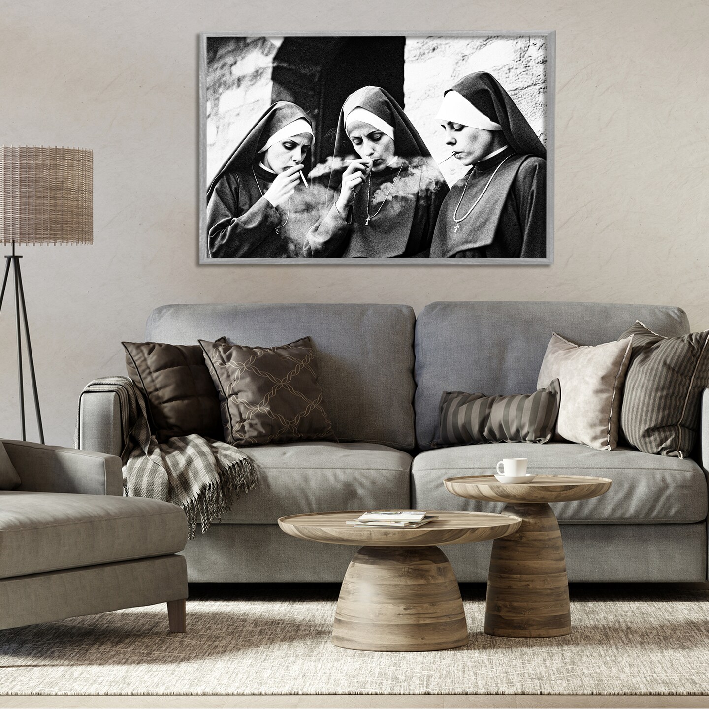 Stupell Industries Smoking Nuns Rebellion Framed Giclee, design by Decent Exposures