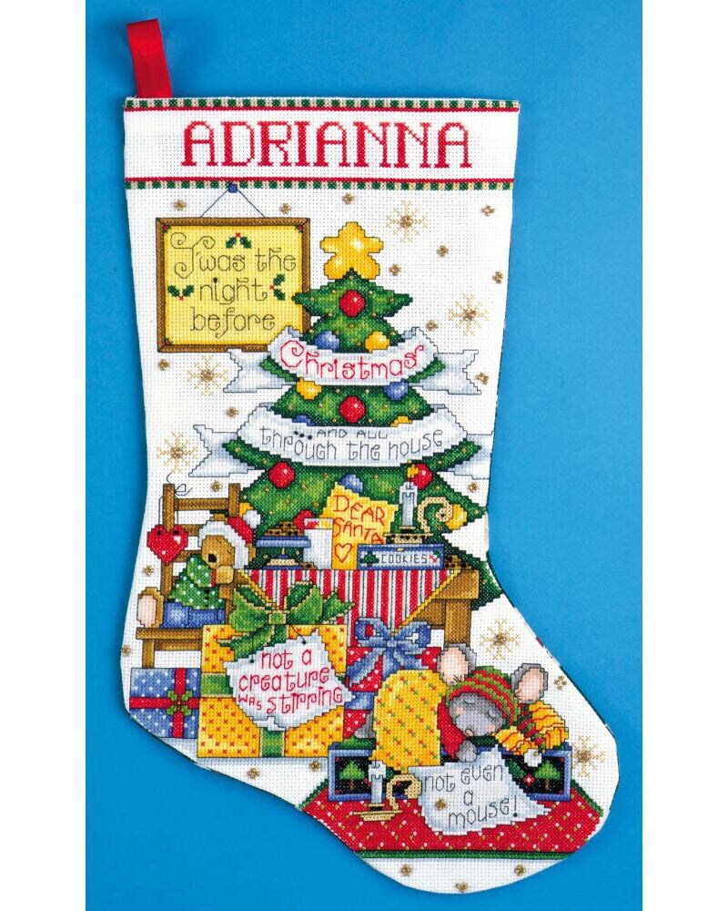 DIY Design Works Sleepy Mouse Christmas Counted Cross Stitch Stocking Kit