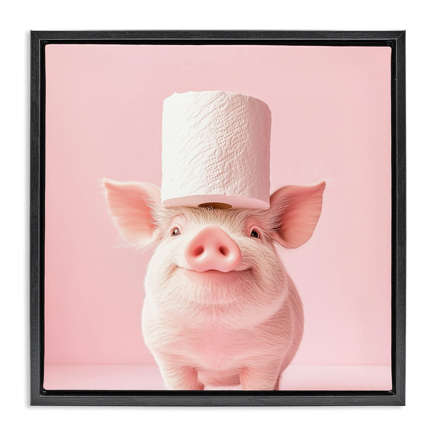Stupell Industries Silly Piggy Pink Toilet Paper Floating Frame, design by Heidi Kuntz