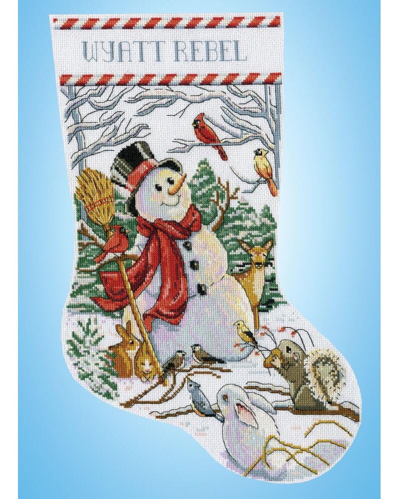 DIY Design Works Woodland Snowman Christmas Counted Cross Stitch Stocking Kit