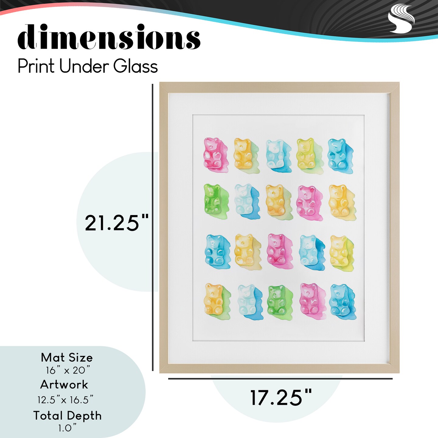 Stupell Industries Pastel Candy Bears Collection Framed Print Under Glass, design by Lil' Rue