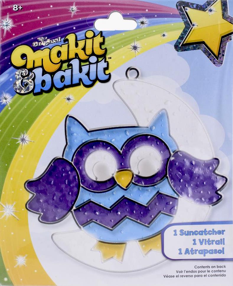 DIY Makit & Bakit Owl with Moon Stained Glass Suncatcher Kit Kids