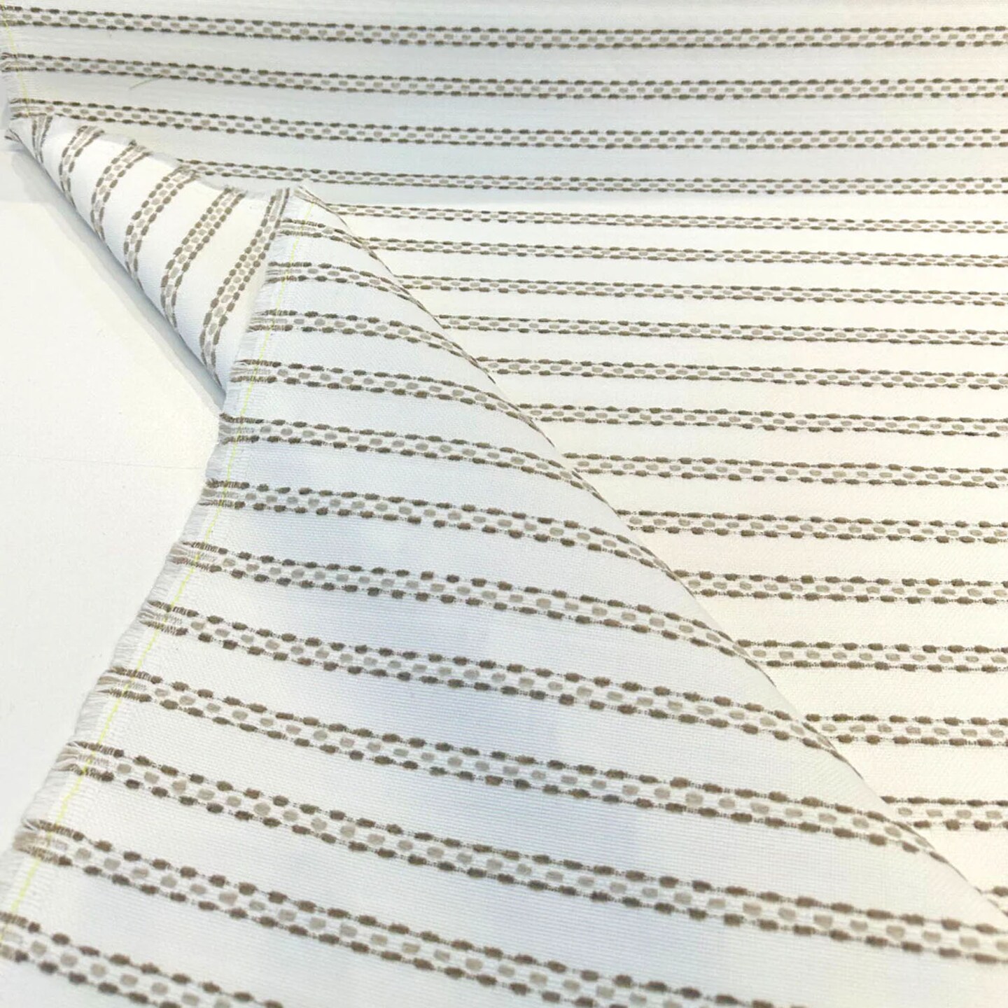 1 Yard Stitchy Stripe Linen Taupe Sunbrella Outdoor Upholstery Fabric 54 Inch Width