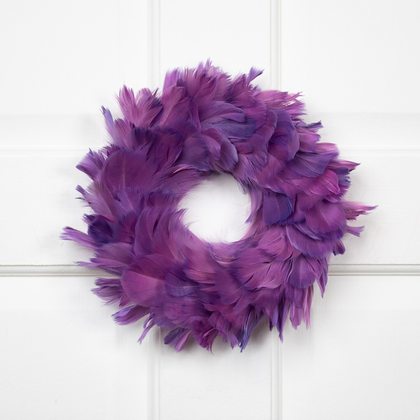 Northlight Layered Feather Christmas Wreath - 10&#x22; - Purple - Unlit
