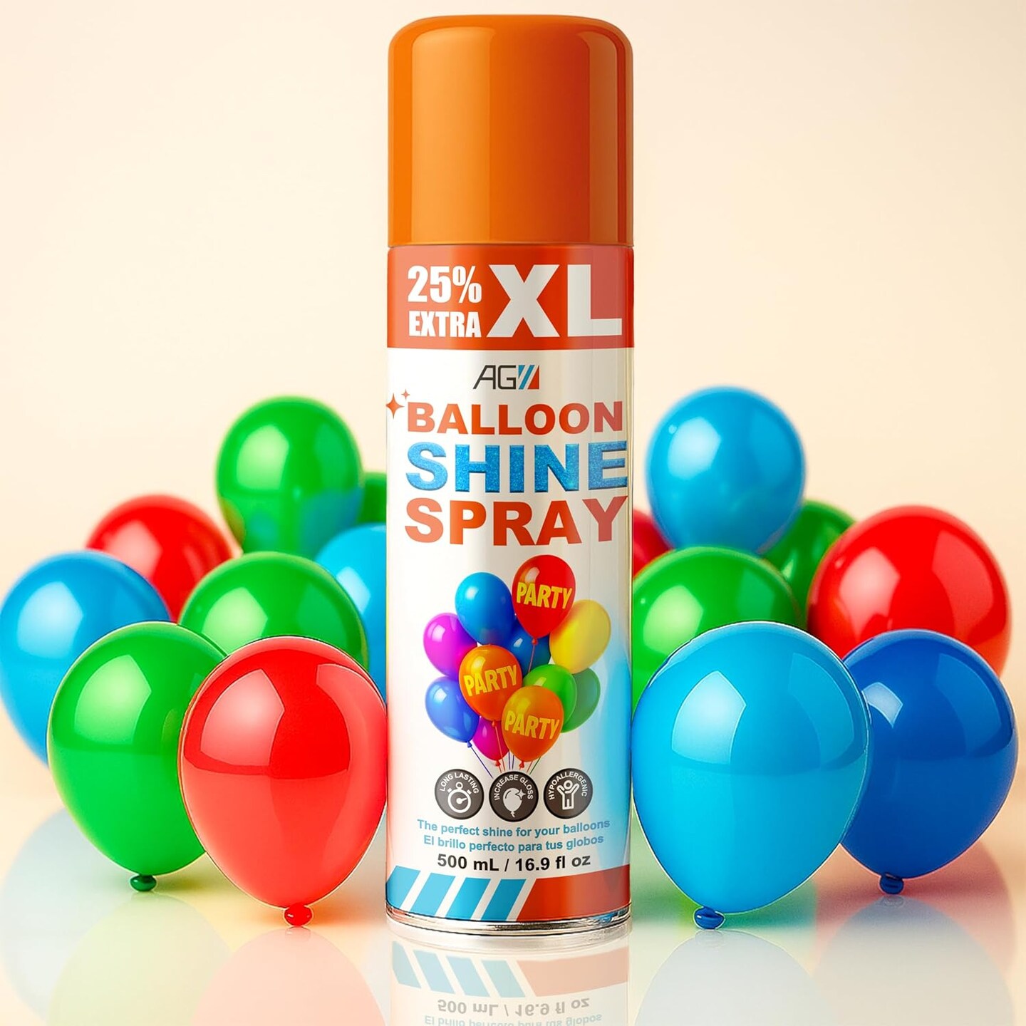 AG Balloon Shine Spray 16.9 fl oz., Odorless High Gloss for Latex Balloons, Long-Lasting Party &#x26; Event Shine