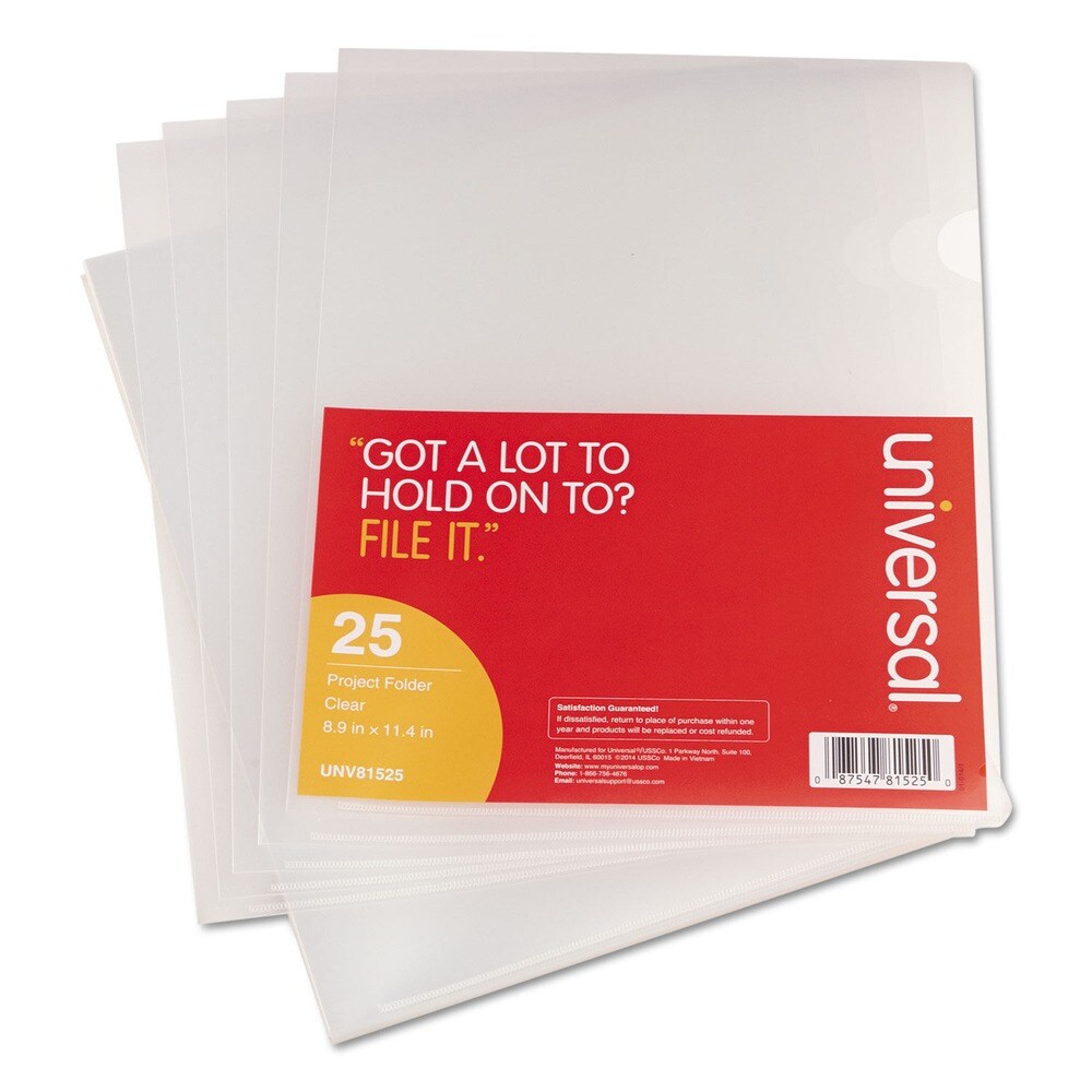 Universal Letter Size Project Folders - Clear (25/Pack)