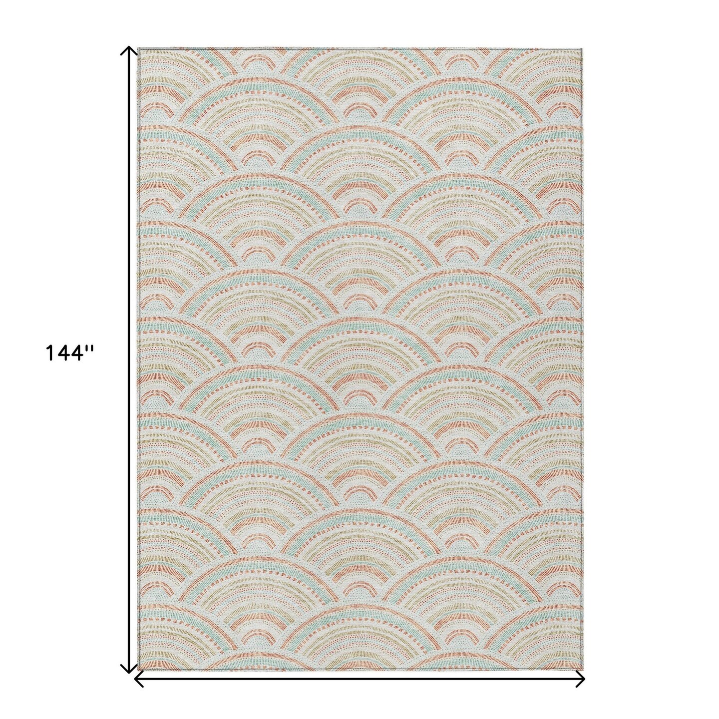 Edge Collections - 9' x 12' - Orange - Area Rug Geometric Indoor Outdoor Washable - 1 Piece