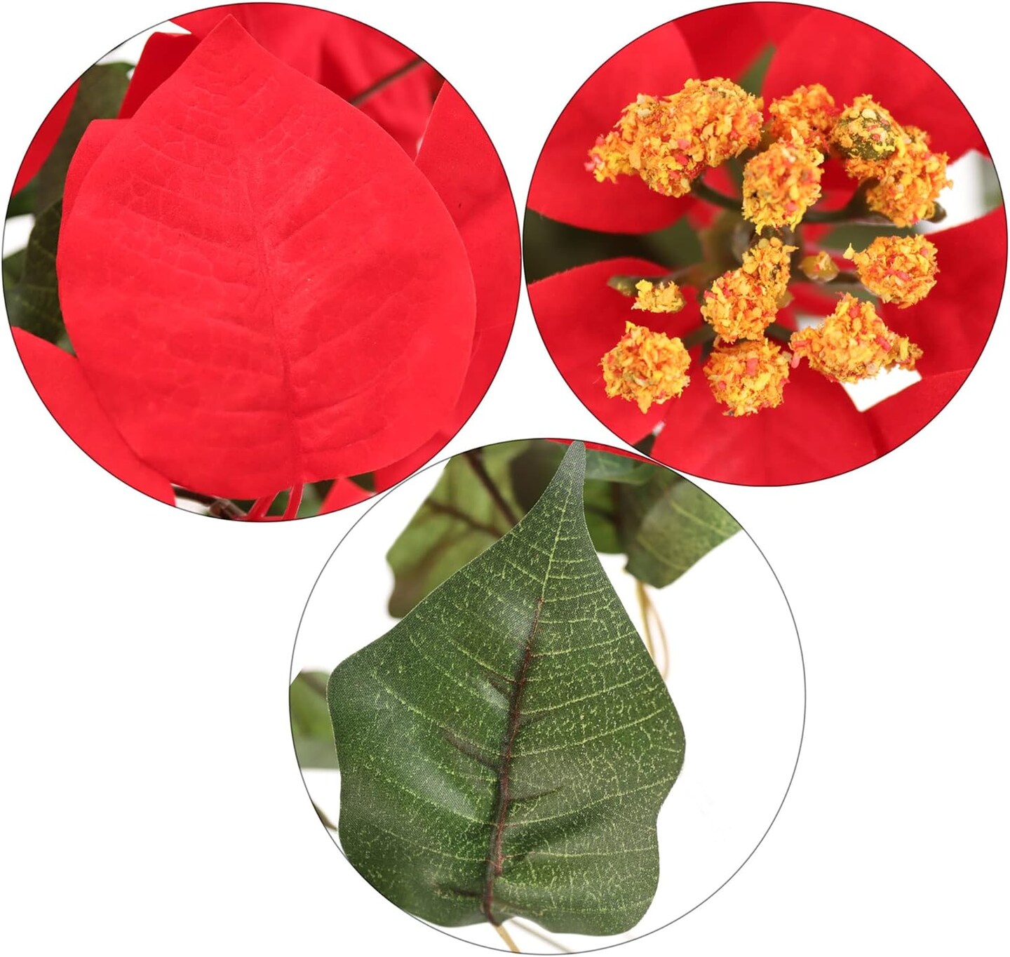 20-Inch Red Velvet Poinsettia Bush with 7 Lifelike Silk Blooms for Christmas Decor - Indoor/Outdoor Use | 2024 Christmas Collection, Floral Home by Artificial Flowers
