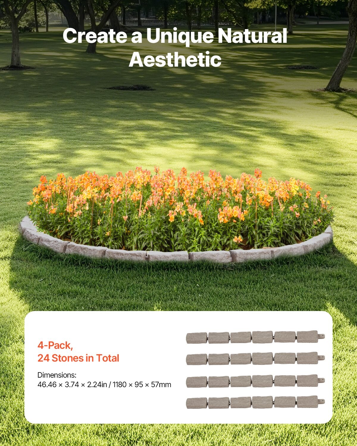 Beige Stone Landscape Edging 4-Pack with Realistic Texture for Garden Beds and Pathways