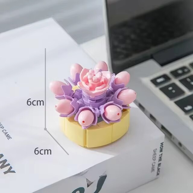 Peach Egg Building Brick Mini Potted Plant F07M9-11(104)-A7