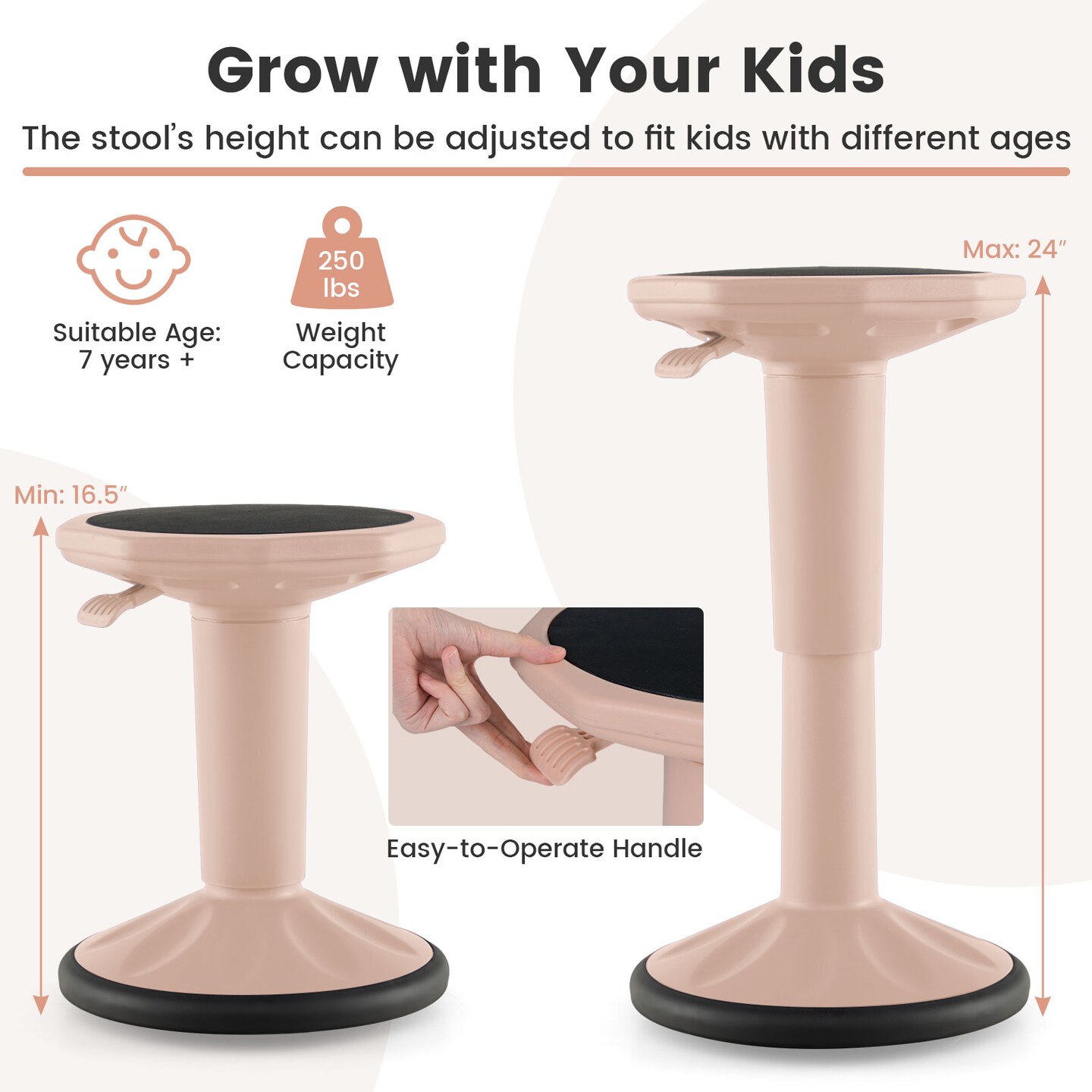 PP Silicone Adjustable Wobble Chair Learning Stool for Kids and Adults