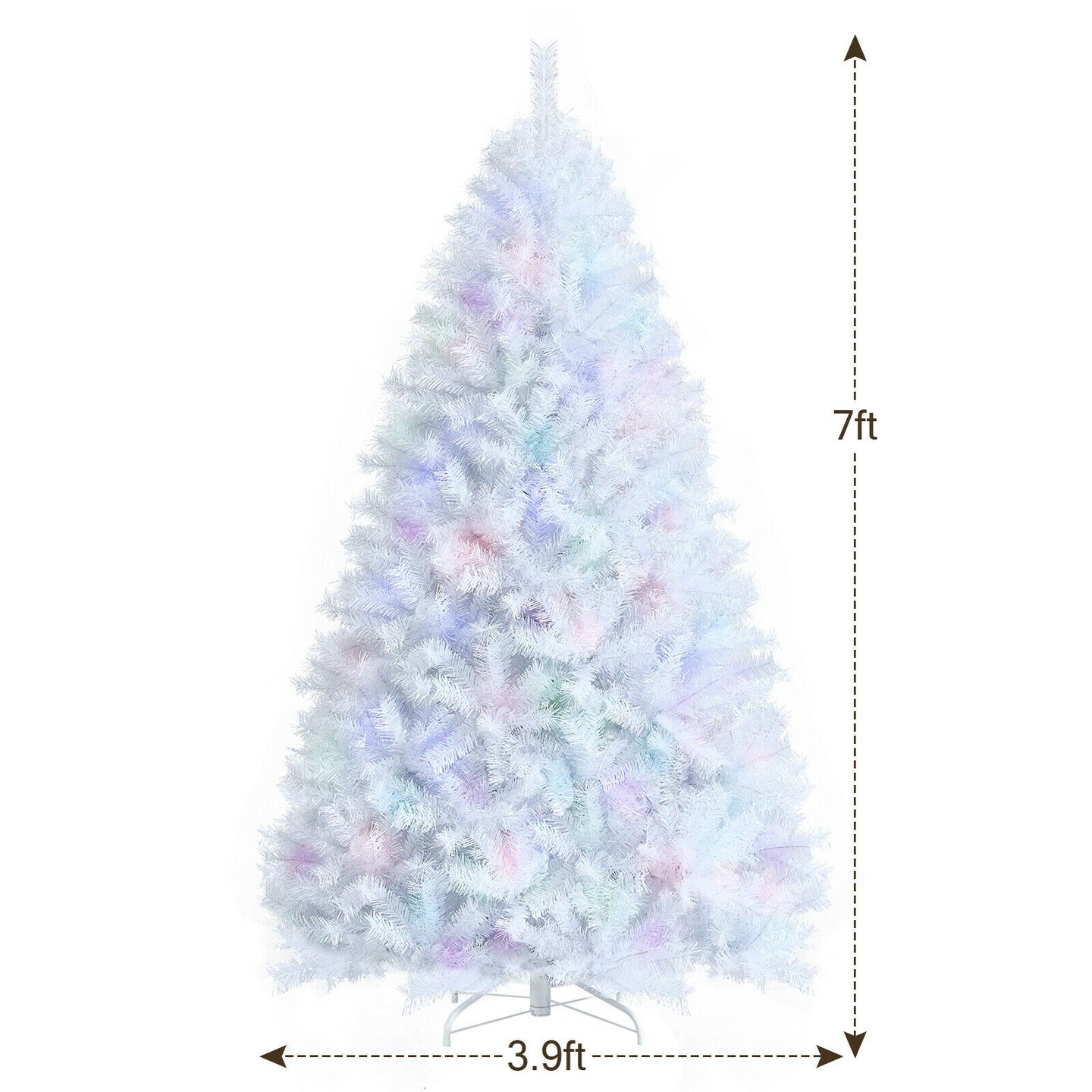 White PVC PET Christmas Tree 7ft with 1156 Tips and Metal Stand
