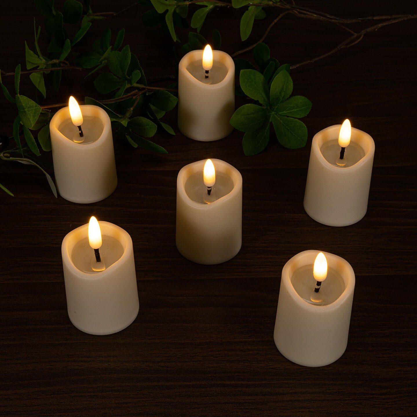 Mod Lighting and Decor LED Lighted 3D Wick Mini Flameless Pillar Candles - 2.25&#x22; - Set of 6