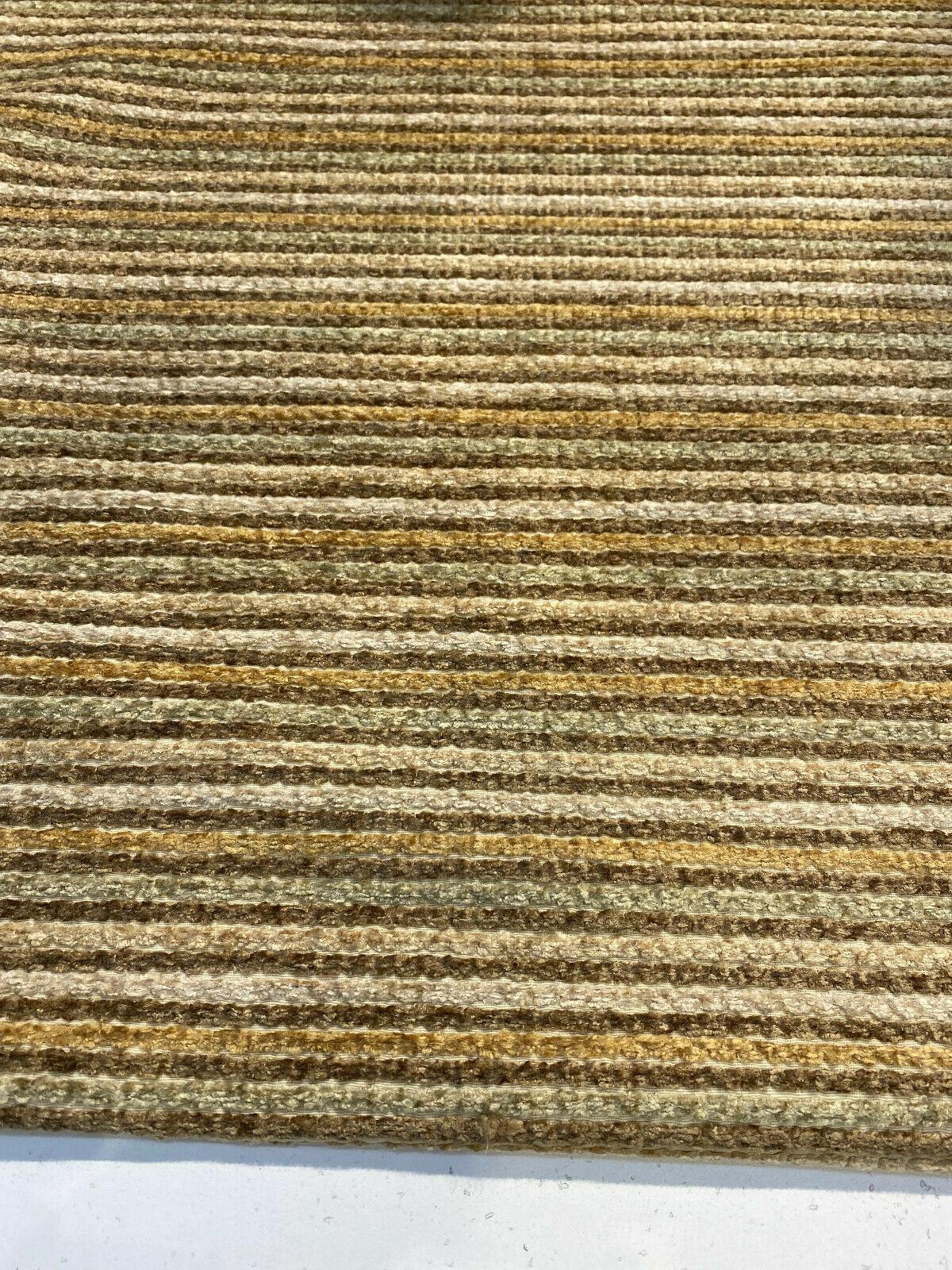 1 Yard Dune Tan Gold Chenille Striped 64% Rayon, 21% Polyester, 15% Cotton Upholstery Fabric 59 inch Width