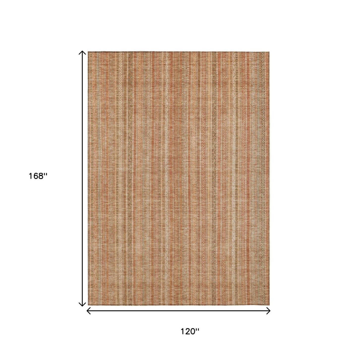 Edge Collections - 10' x 14' - Brown - Indoor and Outdoor Use Striped Washable Area Rug - 1 Piece
