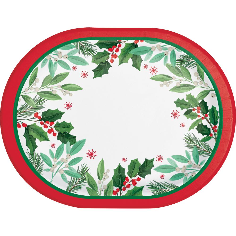 Holly Jolly Christmas Oval Platter (8/Pkg)