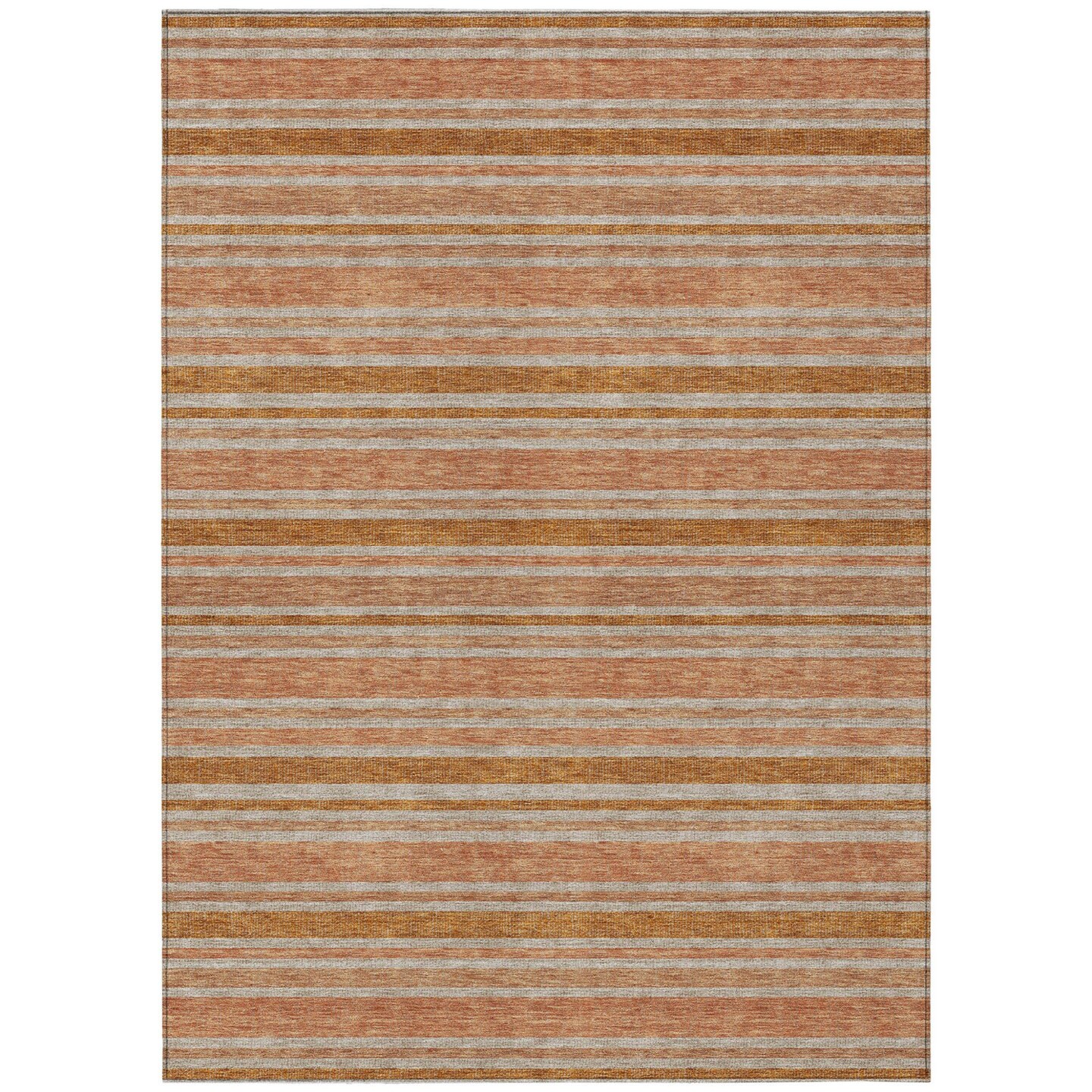 Edge Collections - 8' x 10' - Orange - Washable Striped Indoor Outdoor Area Rug - 1 Piece
