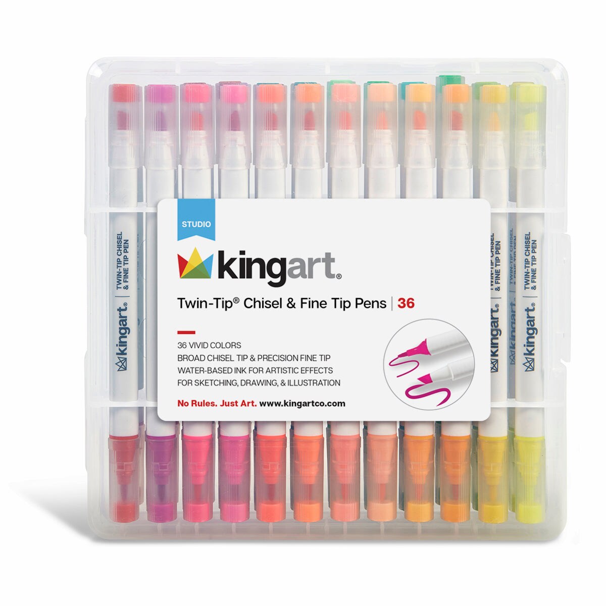 KINGART&#xAE; Twin-Tip Chisel &#x26; Fine Markers, Set of 36 Colors