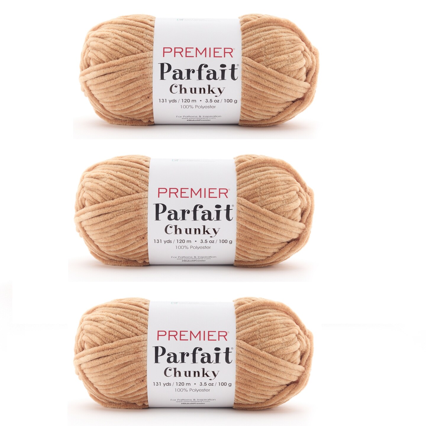 Multipack of 3 - Premier Parfait Chunky Yarn-Almond Butter