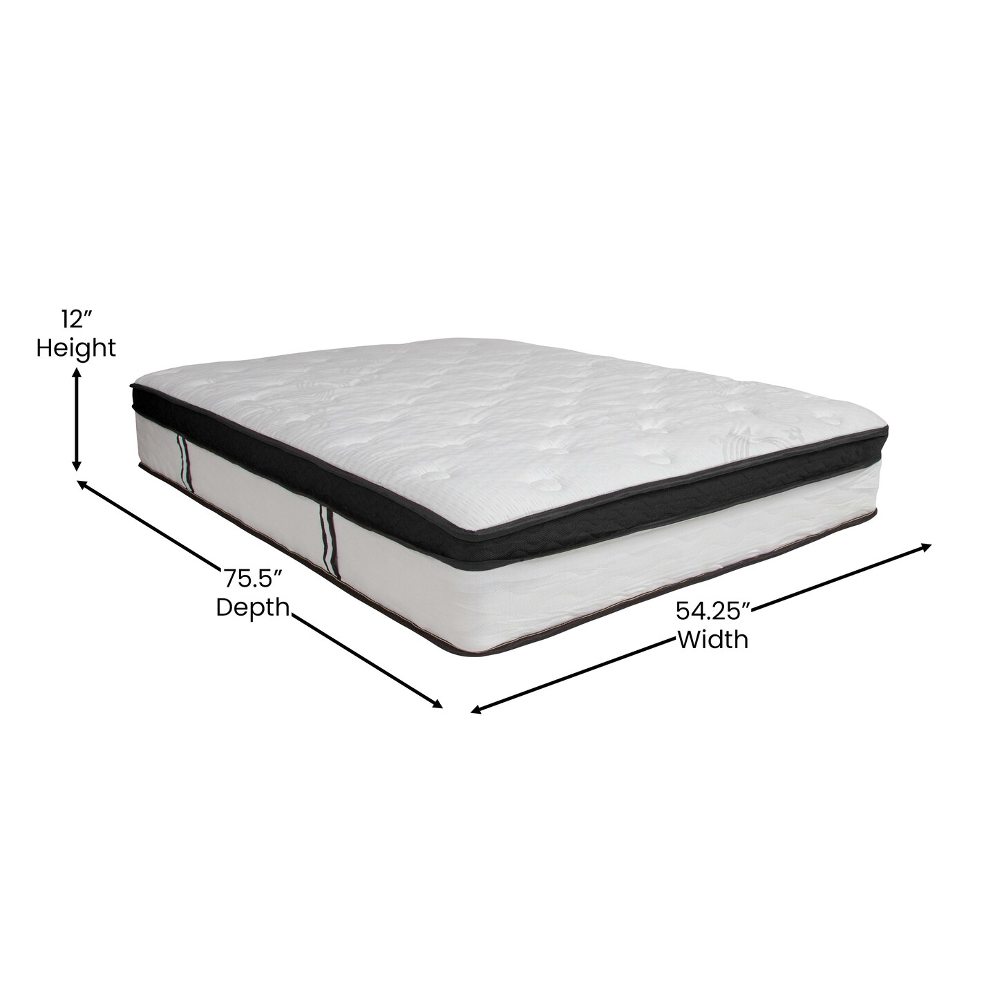 Merrick Lane Hulen 12 Inch Hybrid Pocket Spring & CertiPUR-US Certified Memory Foam Mattress