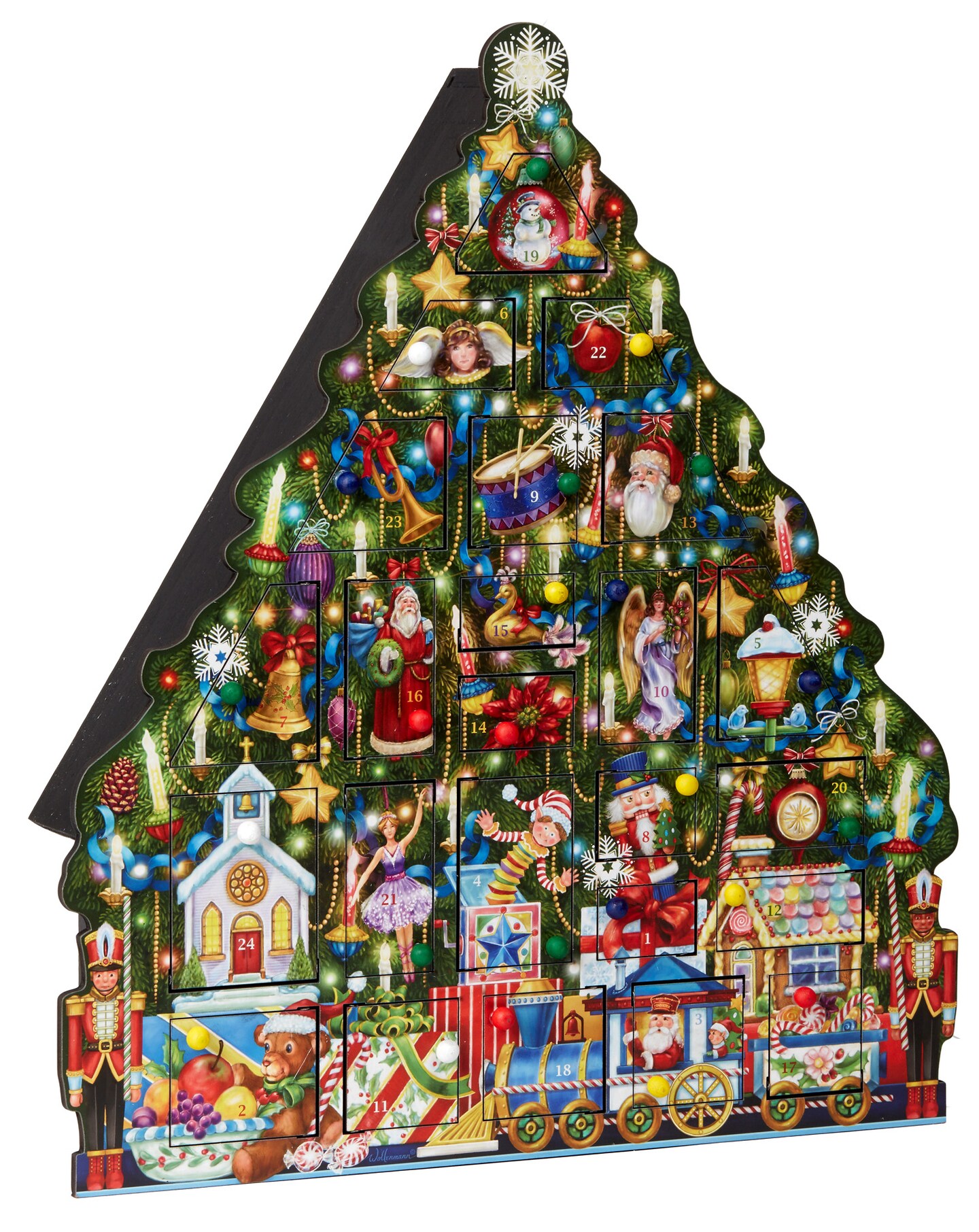 Christmas Tree Wooden Advent Calendar - Countdown to Christmas - Use Year After Year - Family Heirloom - 17" x 19 1/2" by Vermont Christmas Company