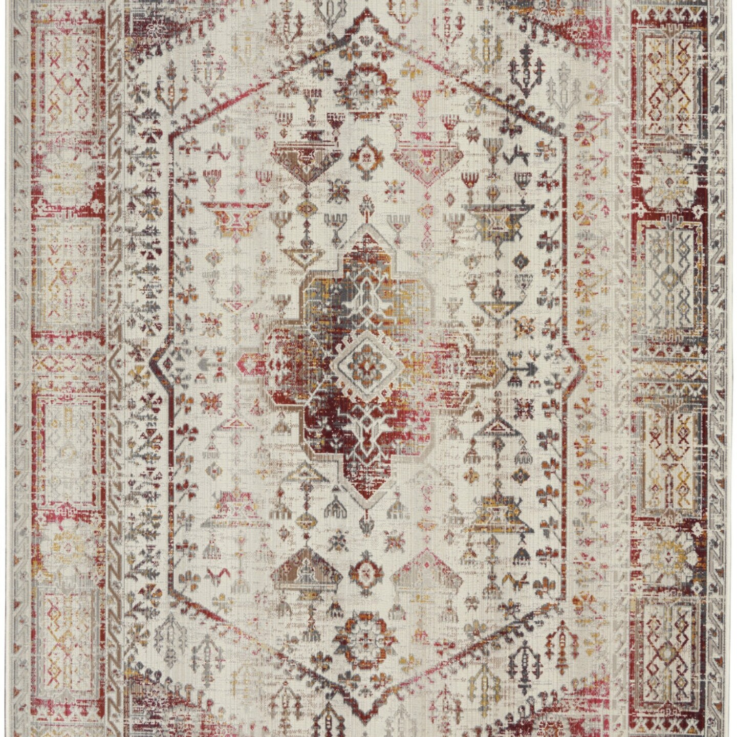 Edge Collections - 4' X 6' - Red - Durable Floral Distressed Area Rug for Transitional Spaces - 1 Piece