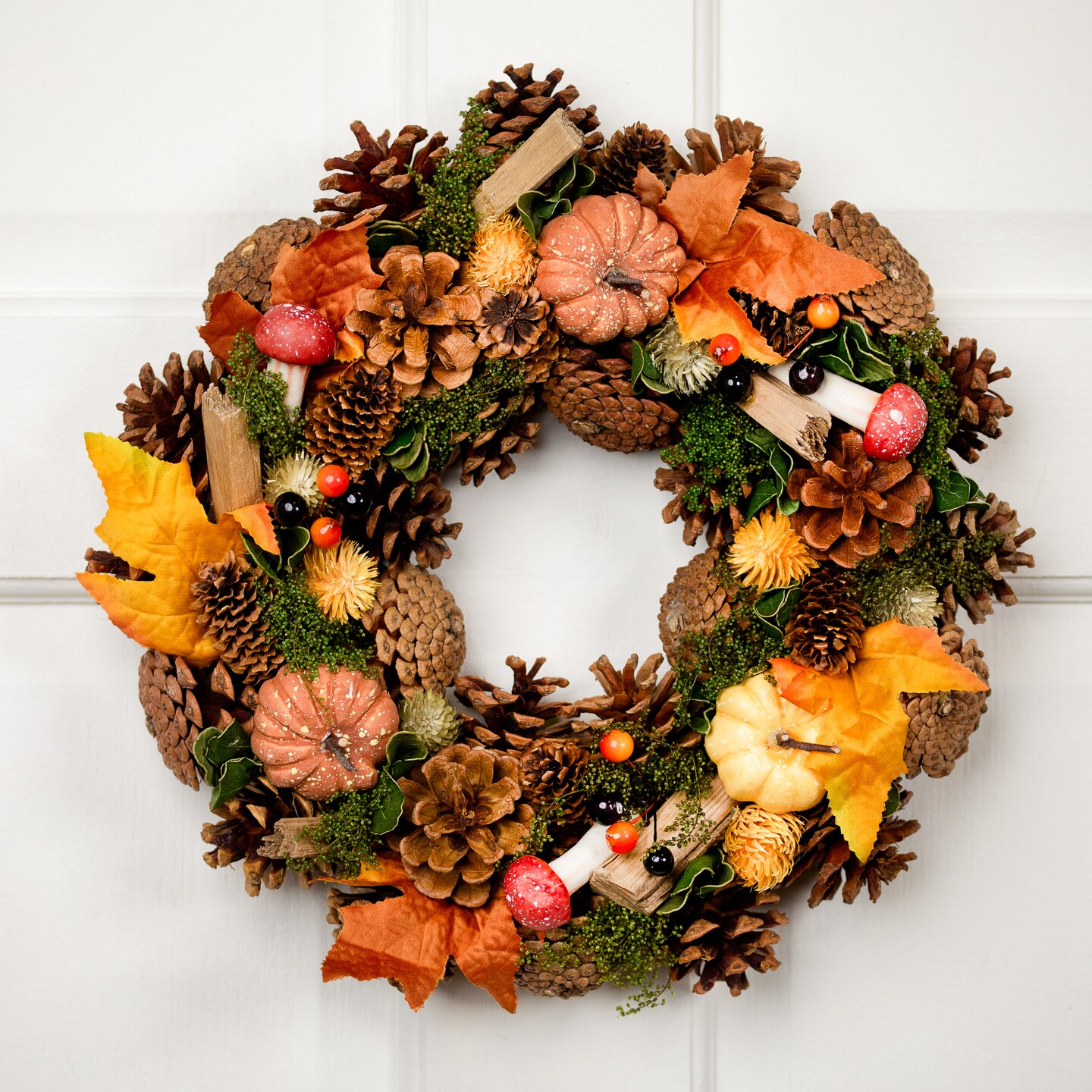 Northlight Pumpkins and Mushrooms Artificial Fall Harvest Wreath - 13" - Unlit