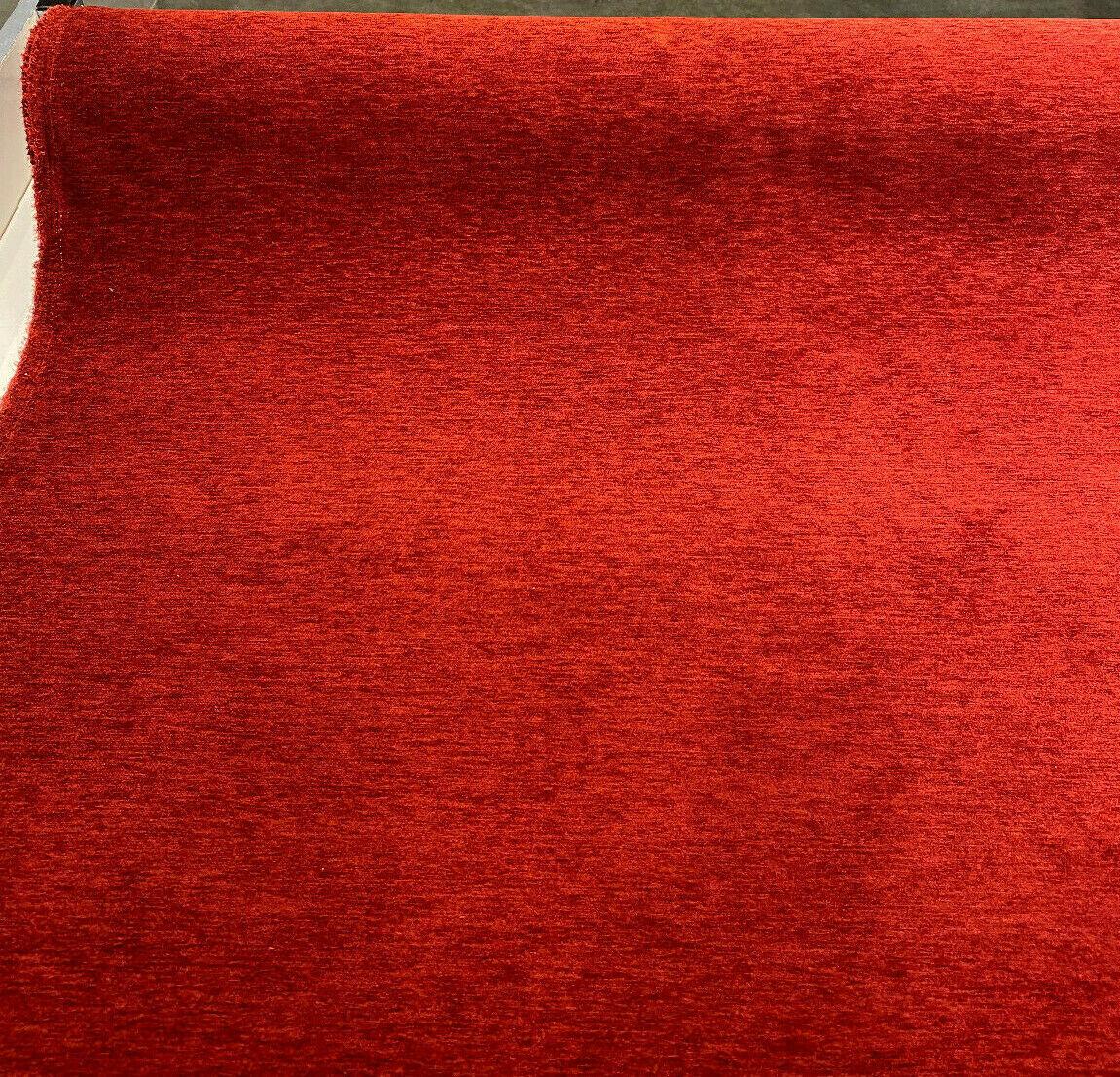1 Yard Barcelona Red Cinnabar Soft Chenille Upholstery Fabric 100% Polyester for Sofa Chair Cushion Decor 56 Inches Wide