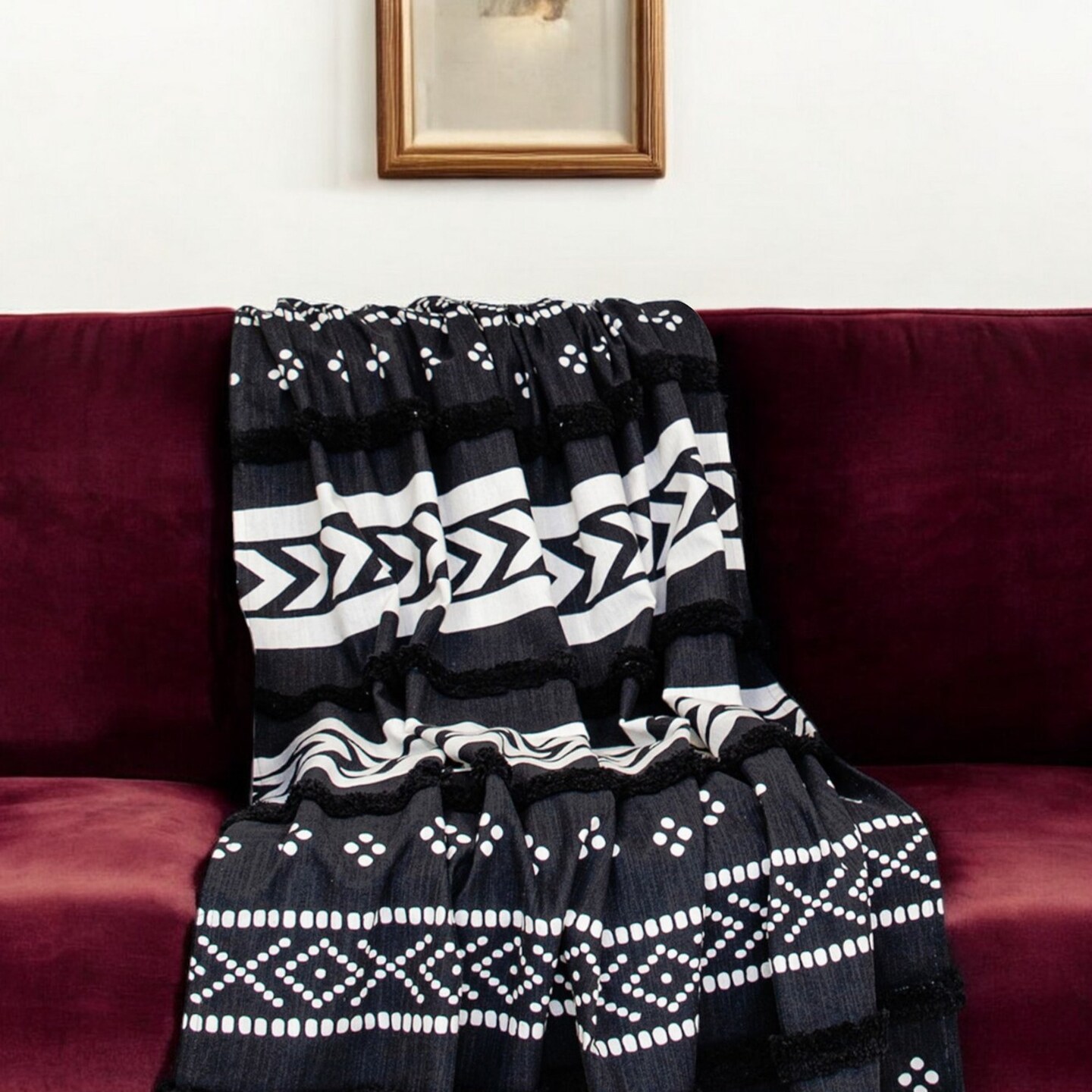 Edge Collections - 50"x 60" - Black - Cozy Striped Throw Blanket for a Welcoming Home Atmosphere - 1 Piece