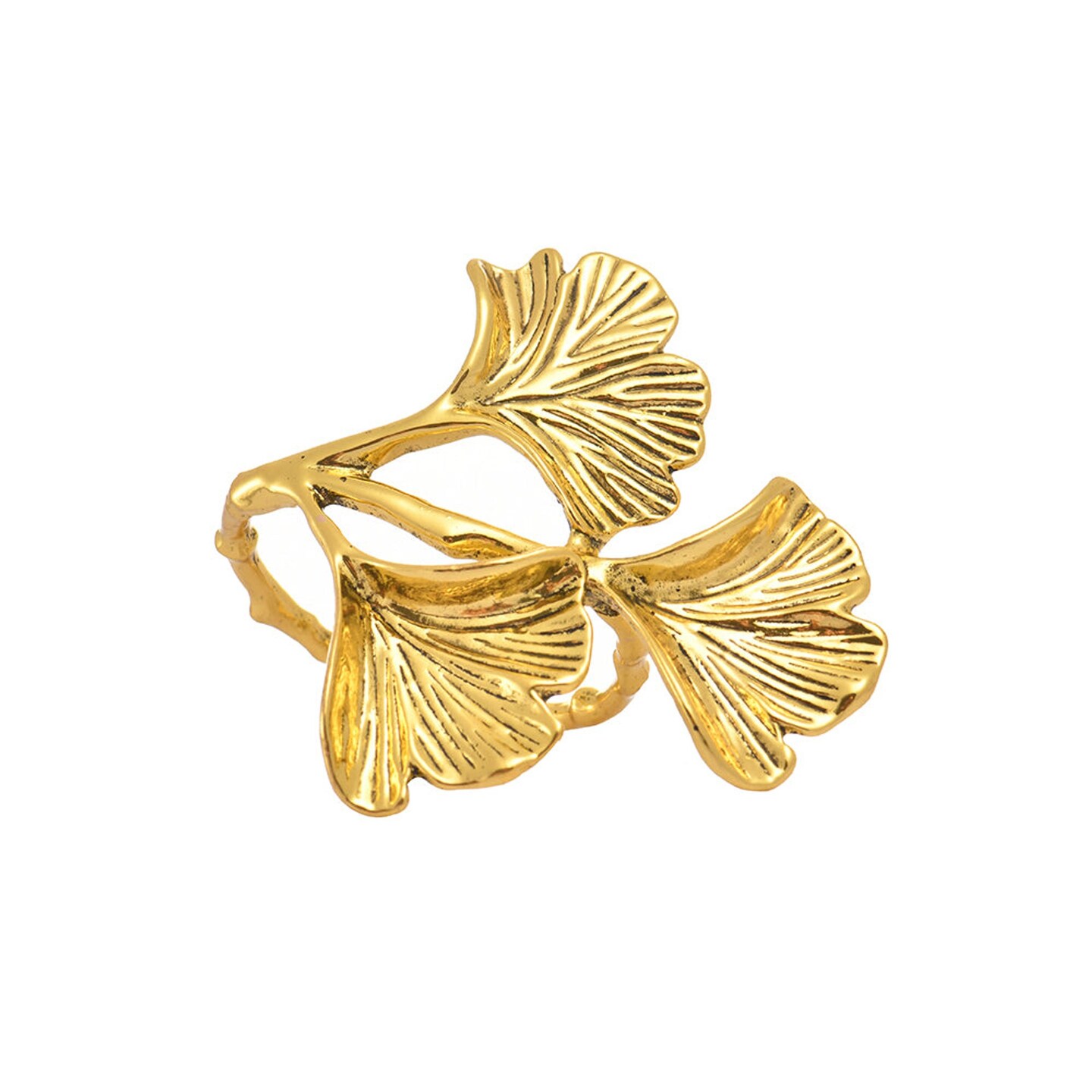 Edge Collections - Gold - Napkin Rings Leaf Design Elegant - 1 Piece