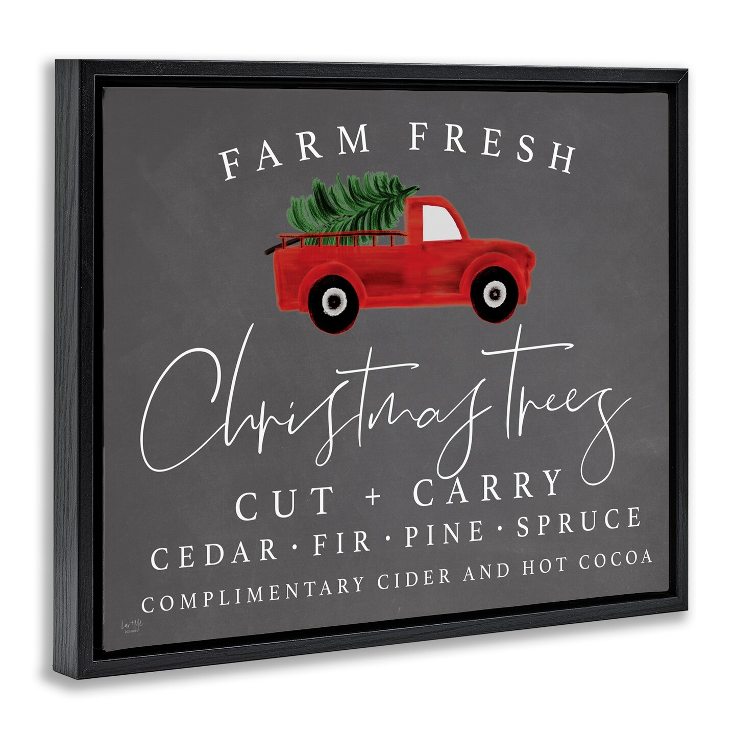 Stupell Industries Farm Fresh Trees over Grey Black Framed Floater Canvas Wall Art, design by Lux + Me Designs