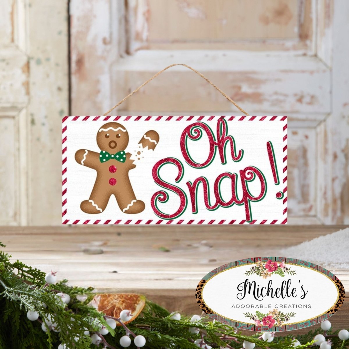 12&#x22; Wooden Sign: Gingerbread Oh Snap