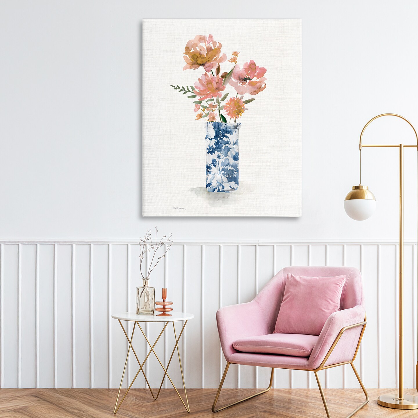 Stupell Industries Chinoiserie Blooms Pink Flowers Canvas Wall Art, design by Carol Robinson
