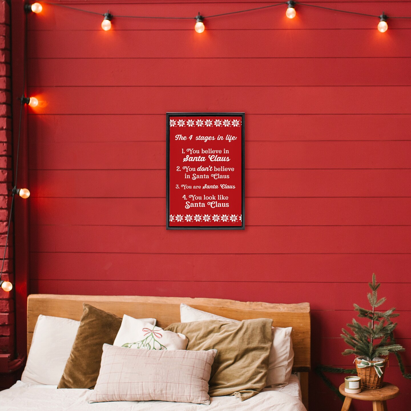 Stupell Industries Santa Claus Four Stages in Life Black Framed Floater Canvas Wall Art, design by Lux + Me Designs