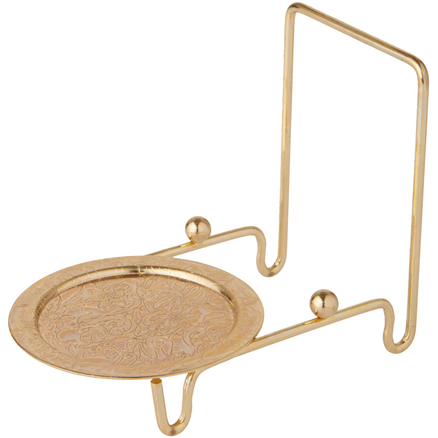 Bard's Ornate Shiny Gold-toned Cup and Saucer Stand, 3" H x 2.75" W x 4" D