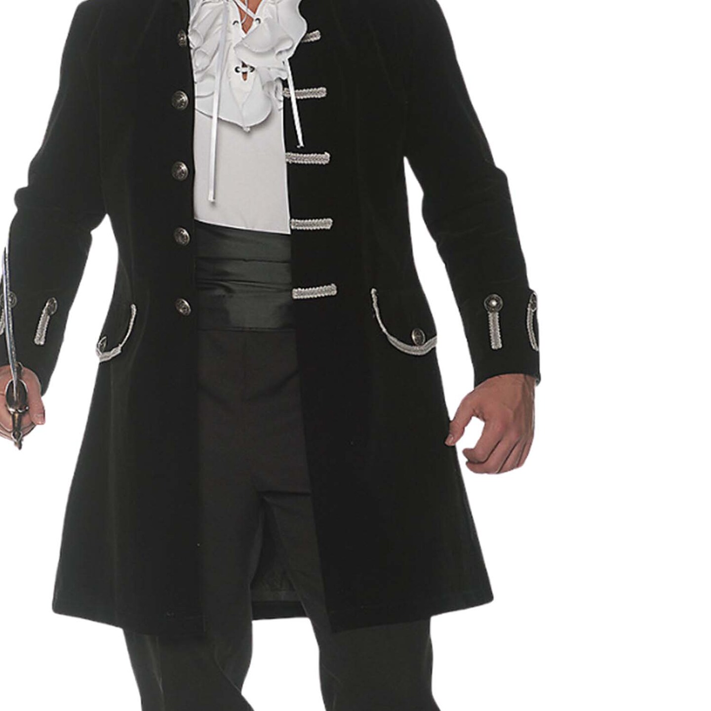 Frock Coat Adult Black STD Costume Fully Lined Velvet Jacket for Halloween