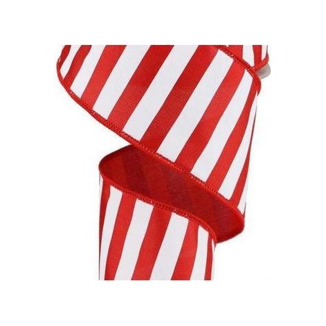 2.5&#x22; Medium Horizontal Stripe Ribbon: Red &#x26; White (10 Yards)