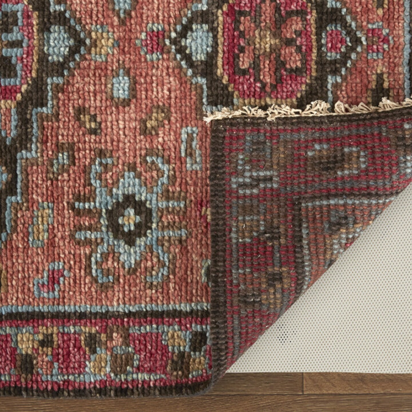 Edge Collections - 2' X 3' - Multicolor - Floral Hand-Knotted Area Rug with Fringe - 1 Piece