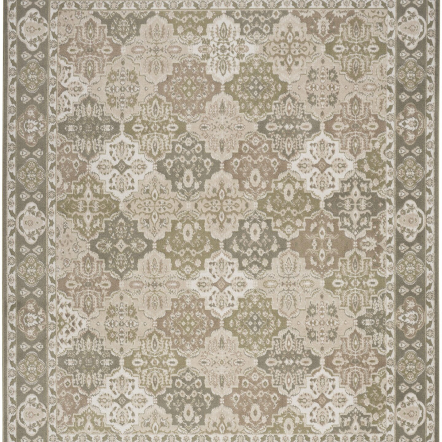 Edge Collections - 8' X 10' - Green - Distressed Medallion Area Rug for Cozy Spaces - 1 Piece