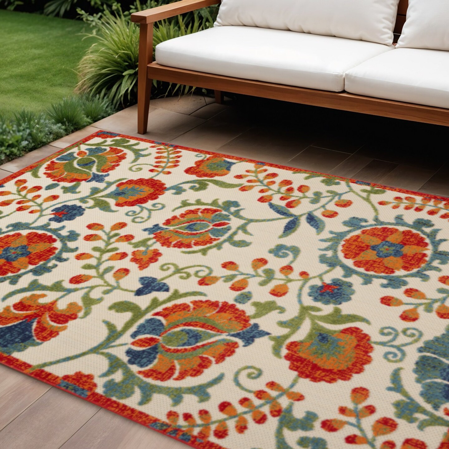 Edge Collections - 12' x 15' - Multicolor - Floral Area Rug for Indoor and Outdoor Use - 1 Piece