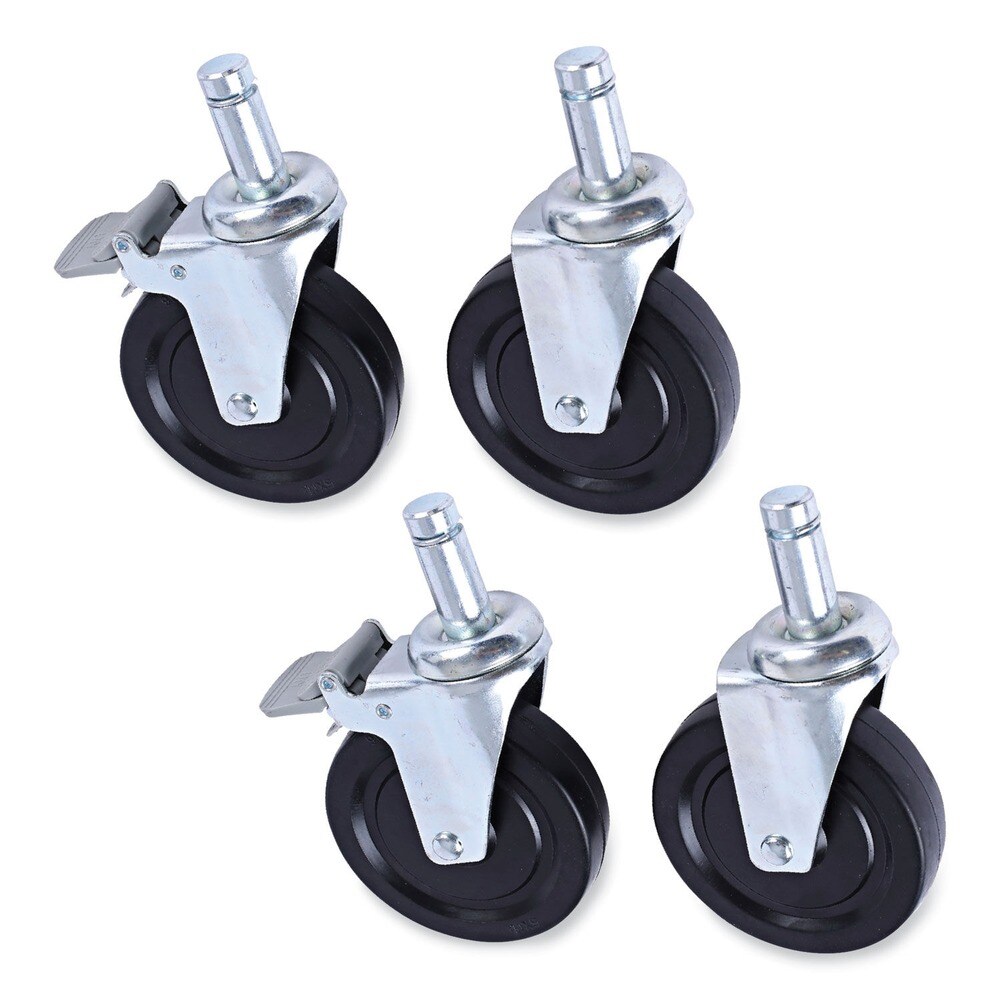Alera 5 in. Wheel Grip Ring Stem Optional Casters for Wire Shelving - Black (4/Set)
