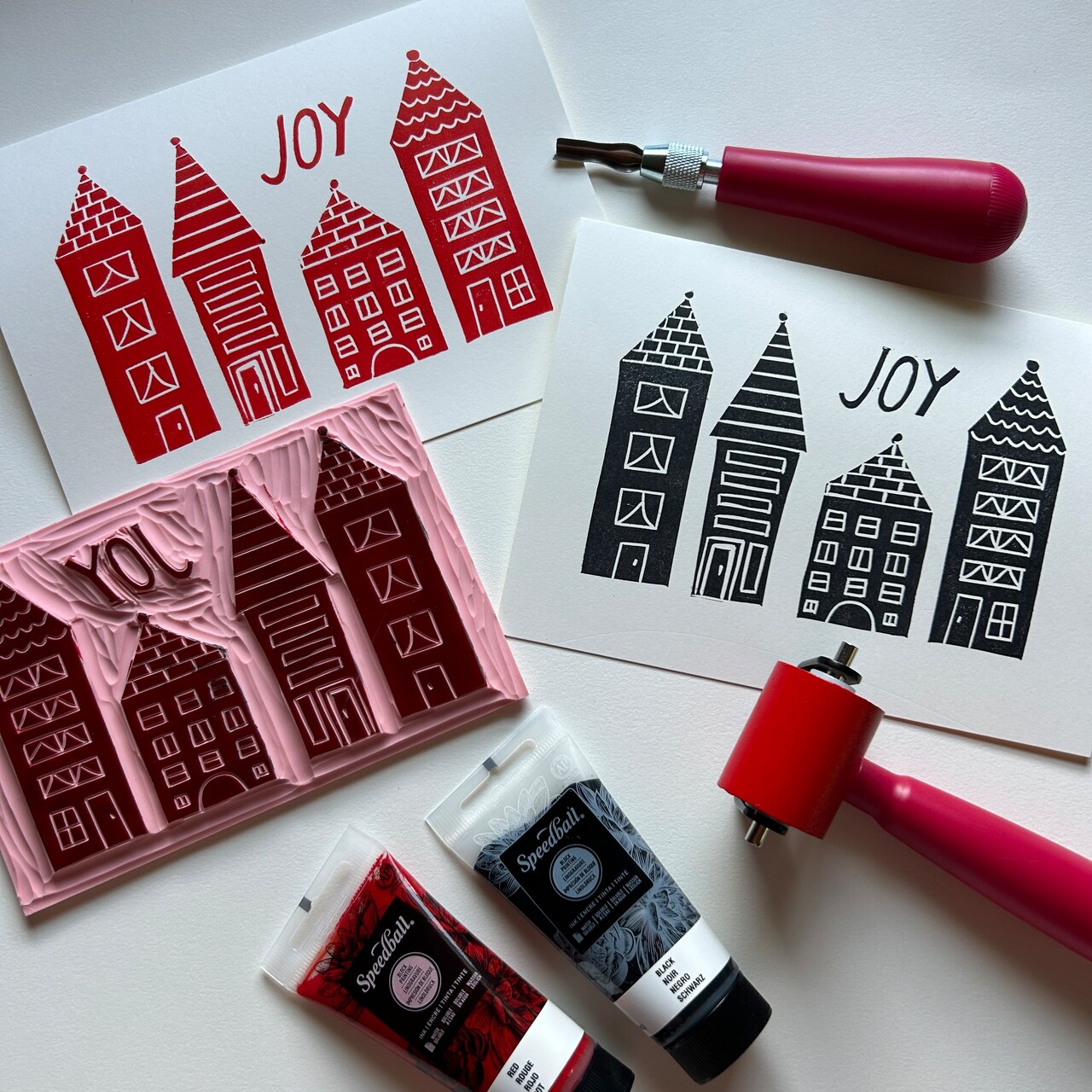 Blockprinted Holiday Cards