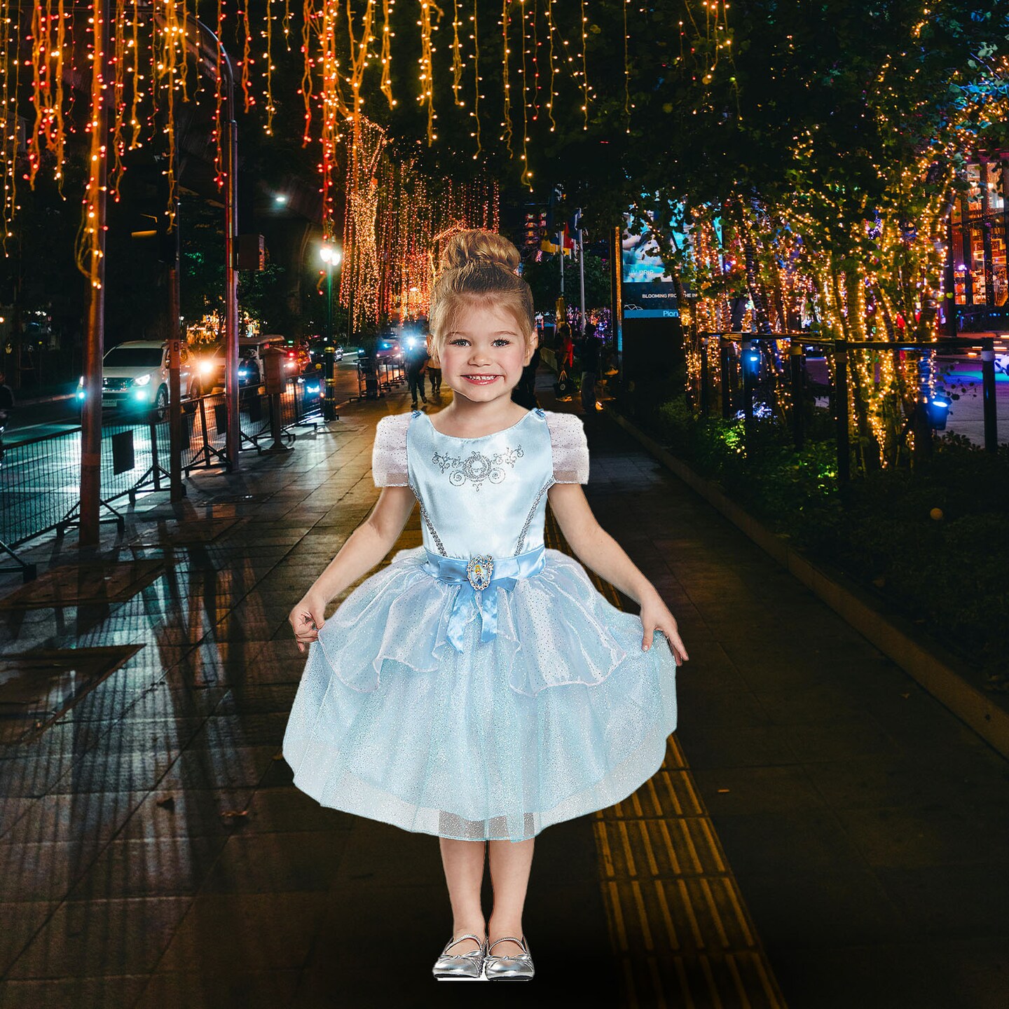 Toddler Girls Cinderella Halloween Costume Blue Dress