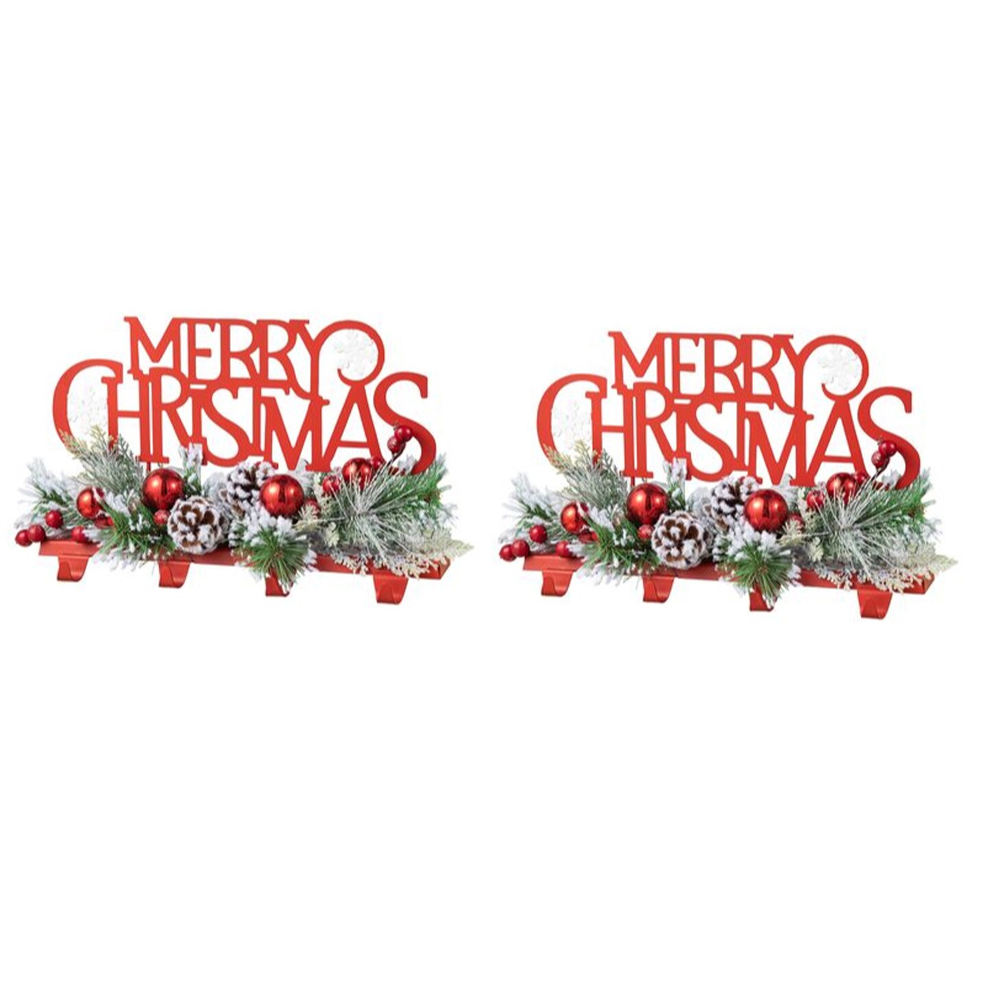 Set of 2 14.5&#x27;&#x27;L Christmas Metal MERRY CHRISTMAS Stocking Holder