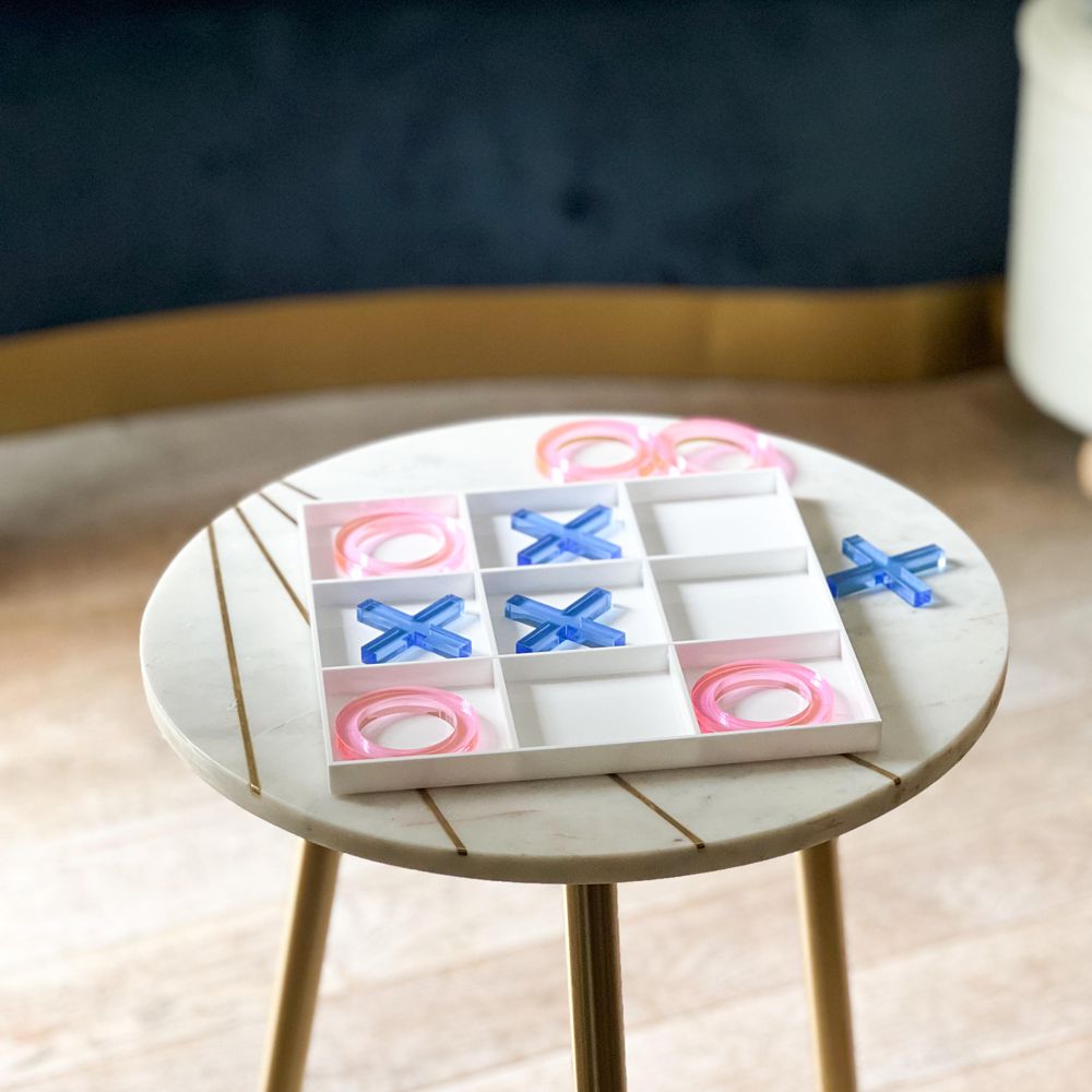 Lucite Pink &#x26; Blue Tic Tac Toe Game