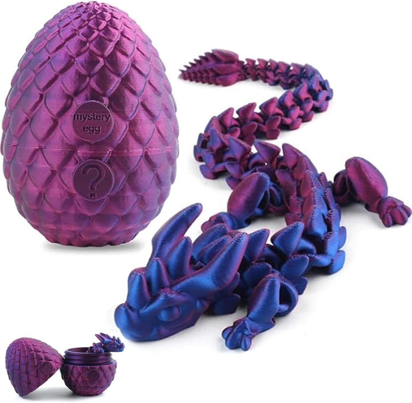 3D Printed Dragon, Articulated Crystal Dragon Egg Toy, Home Office Executive Desk Decor Fidget Toys