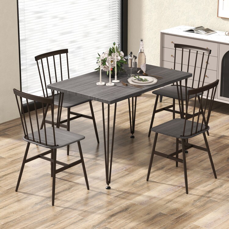 5-Piece Dining Table Set for 4, Wooden with 360° Swivel Feet, Space-Saving Design for Small Spaces