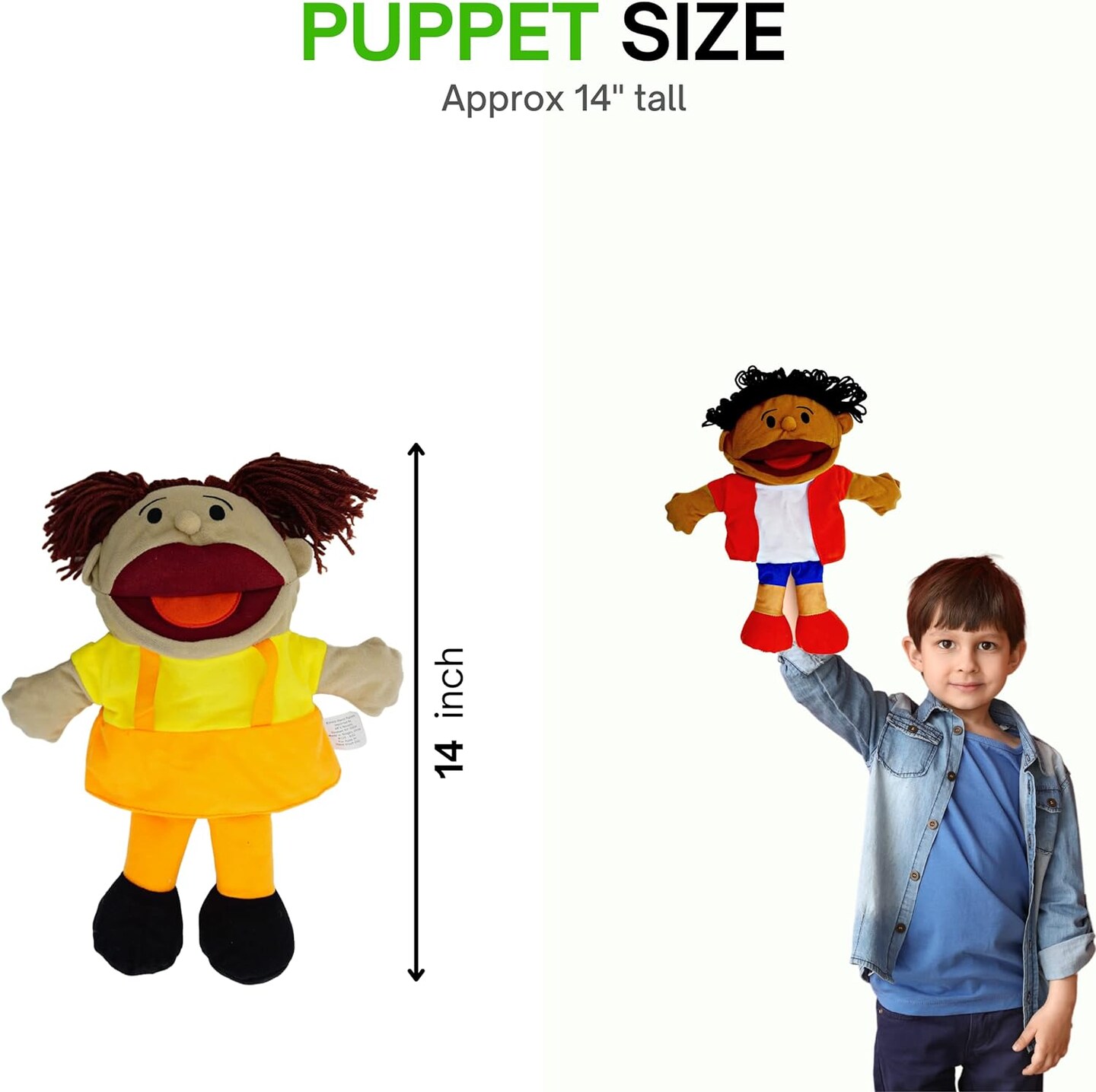 4E&#x2019;s Novelty 8 Pack Multicultural Hand Puppets for Kids with Movable Mouth&#x2014;Soft Plush for Puppet Show Theater